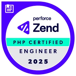 Perforce Zend PHP Certified Engineer 2025 badge.