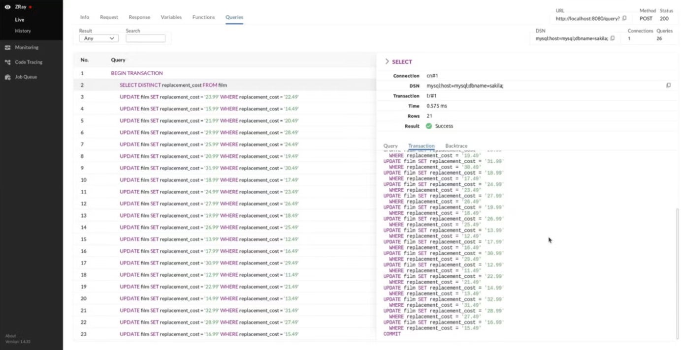 Z-Ray queries screenshot.